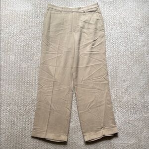 🟢 5/$25 - Banana Republic | 100% Silk Tan Trousers with Rolled Cuffs | Size 8